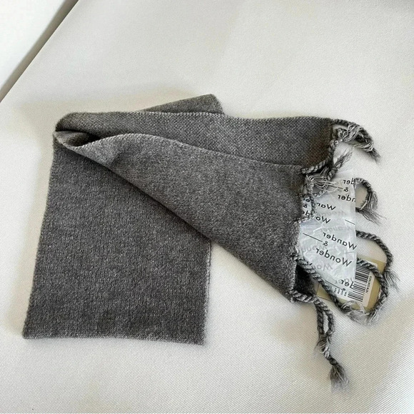 Wander & Wonder Fringed Scarf Kids Grey Gray  54" X 9" Stretchy Soft Comfy Unise - Picture 2 of 5
